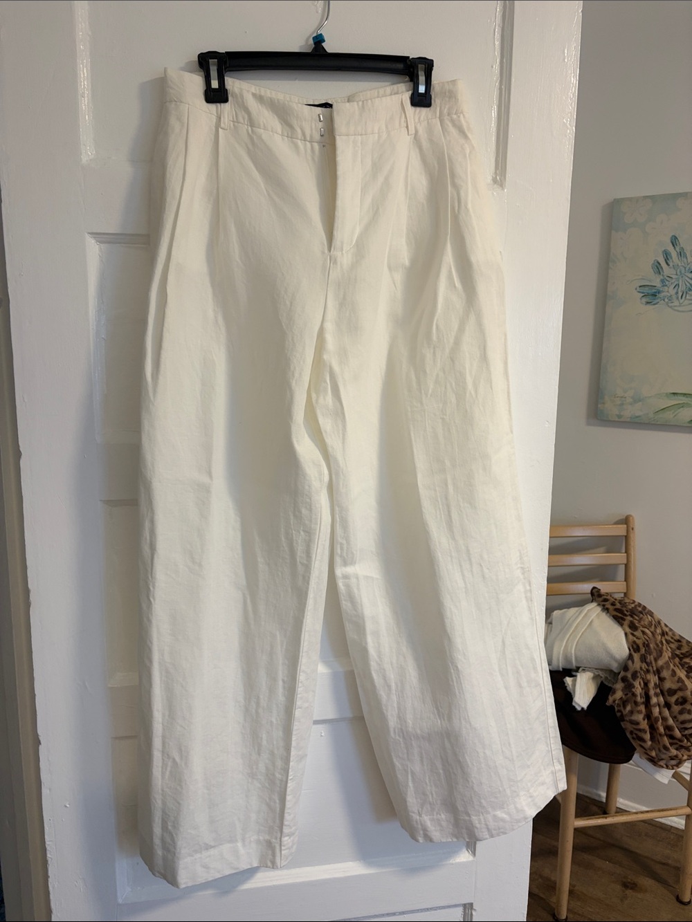 Zara Men's Cream Wide-Leg Chinos